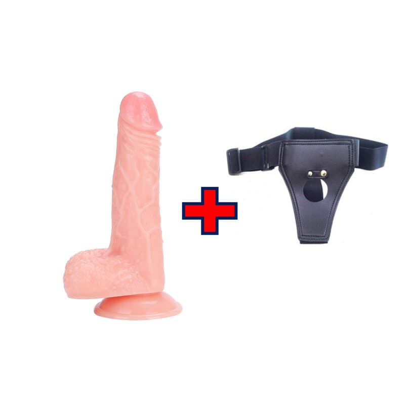 18.5 Cm. Carl – Belden Bağlamalı Kemerli – Ultra Gerçekçi Doku Vantuzlu Testisli Dildo