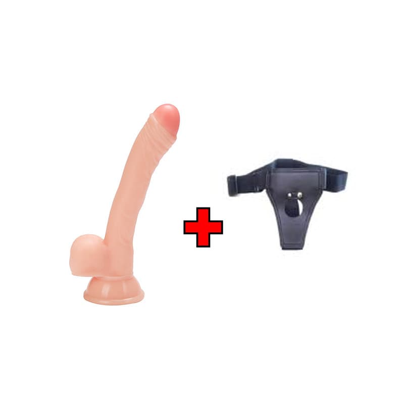 19.2 Cm. Foreskin Boy Ultra Gerçekçi Doku Vantuzlu Testisli – Belden Bağlamalı Kemerli – Dildo