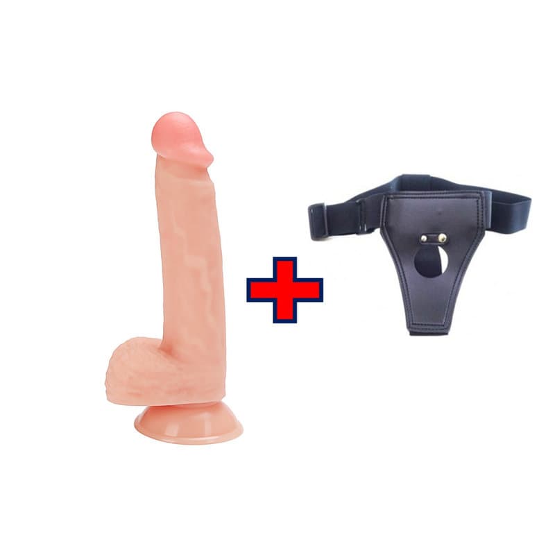 20 Cm. Ricky’s Ultra Gerçekçi Doku Vantuzlu Testisli – Belden Bağlamalı Kemerli – Dildo