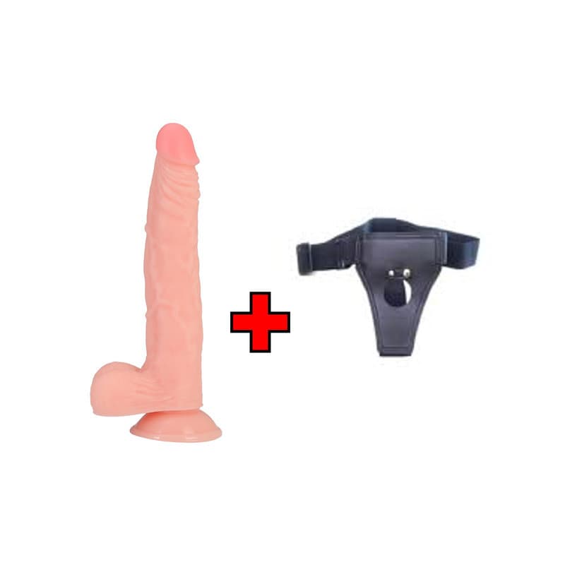 24 Cm. Rio Ultra Gerçekçi Doku Vantuzlu Testisli – Belden Bağlamalı Kemerli – Dildo