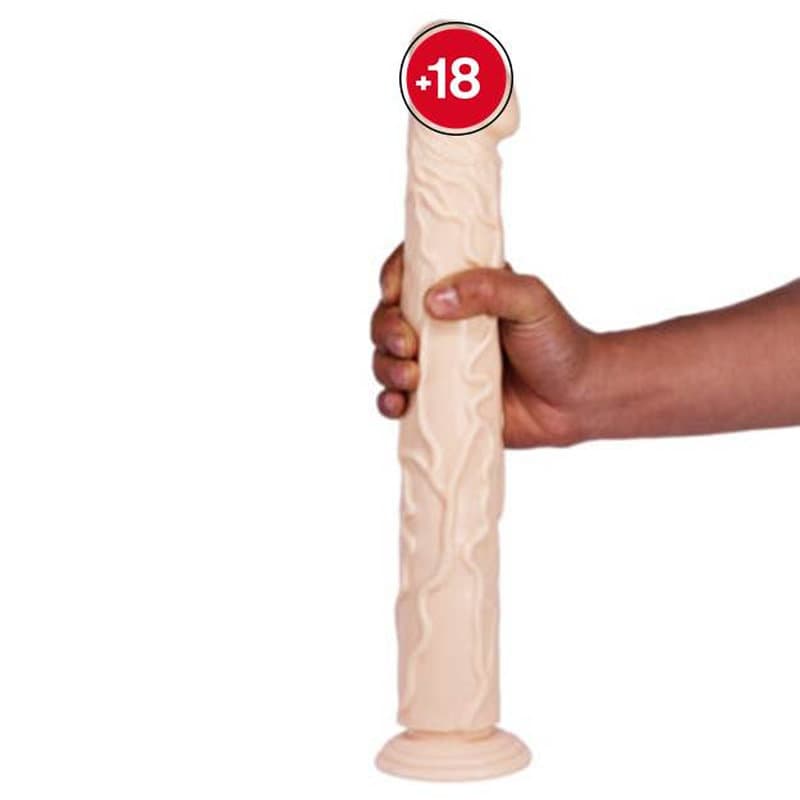 35cm XL King Size Vantuzlu Büyük Boy Vibratör (Ten Rengi)