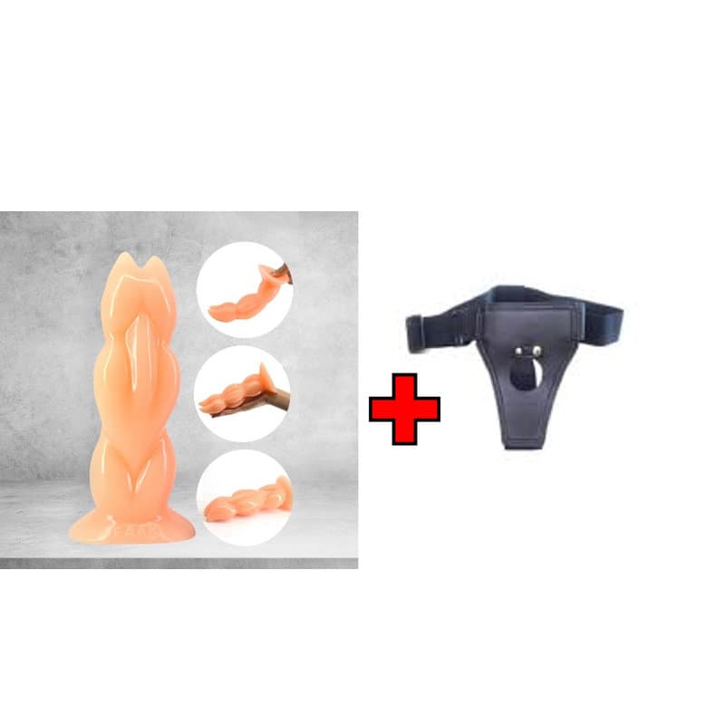 Dr.Love Boğumlu Büyük Boy Anal Plug & Dildo – Belden Bağlama Kemerli —