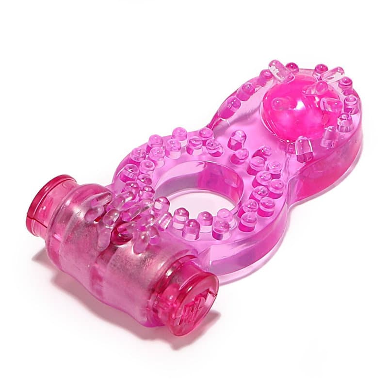 Renkli Slikon Titreşimli Klitoris Uyarıcı Penis Halkası (Pembe)