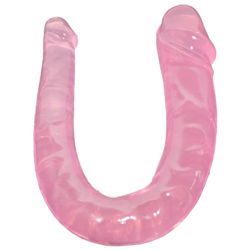 U-SHAPE – 28 Cm. – Çift Başlı Realistik Lezbiyen Dildo (Jelly Pembe)