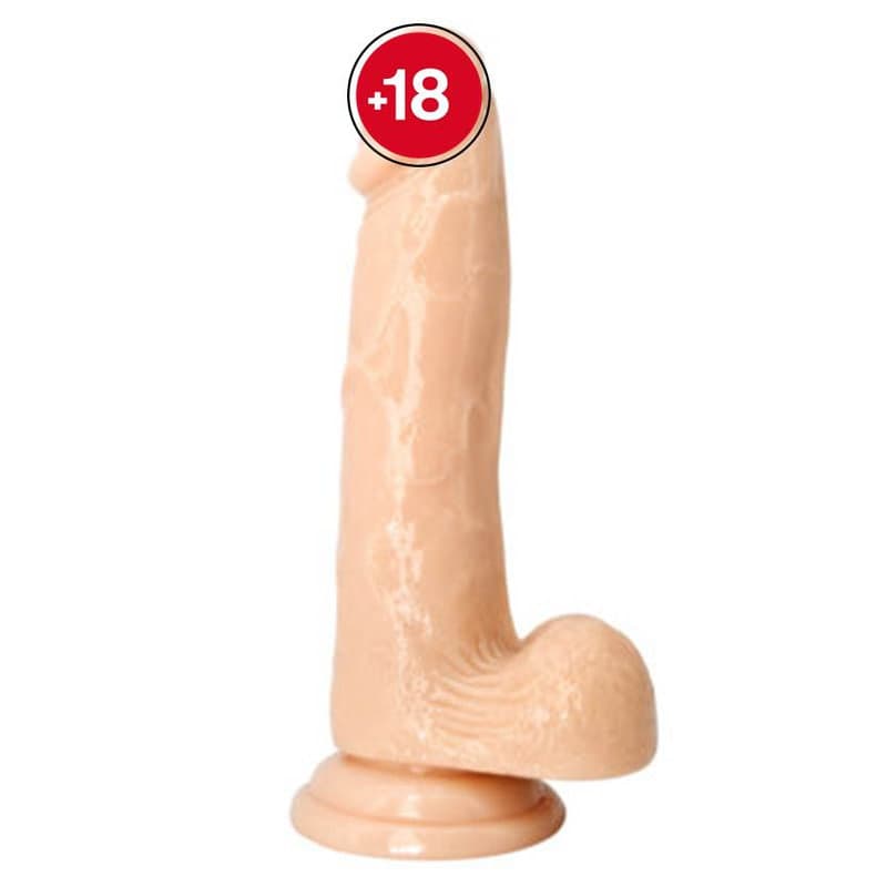 XESE – 21 Cm. – Tam Realistik Testisli Vantuzlu Vibratör (Ten Rengi)