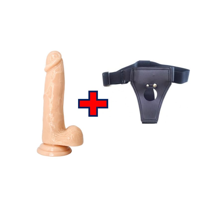 XESE – 16 Cm. – Tam Realistik – Testisli Vantuzlu – Belden Bağlamalı Kemerli Dildo